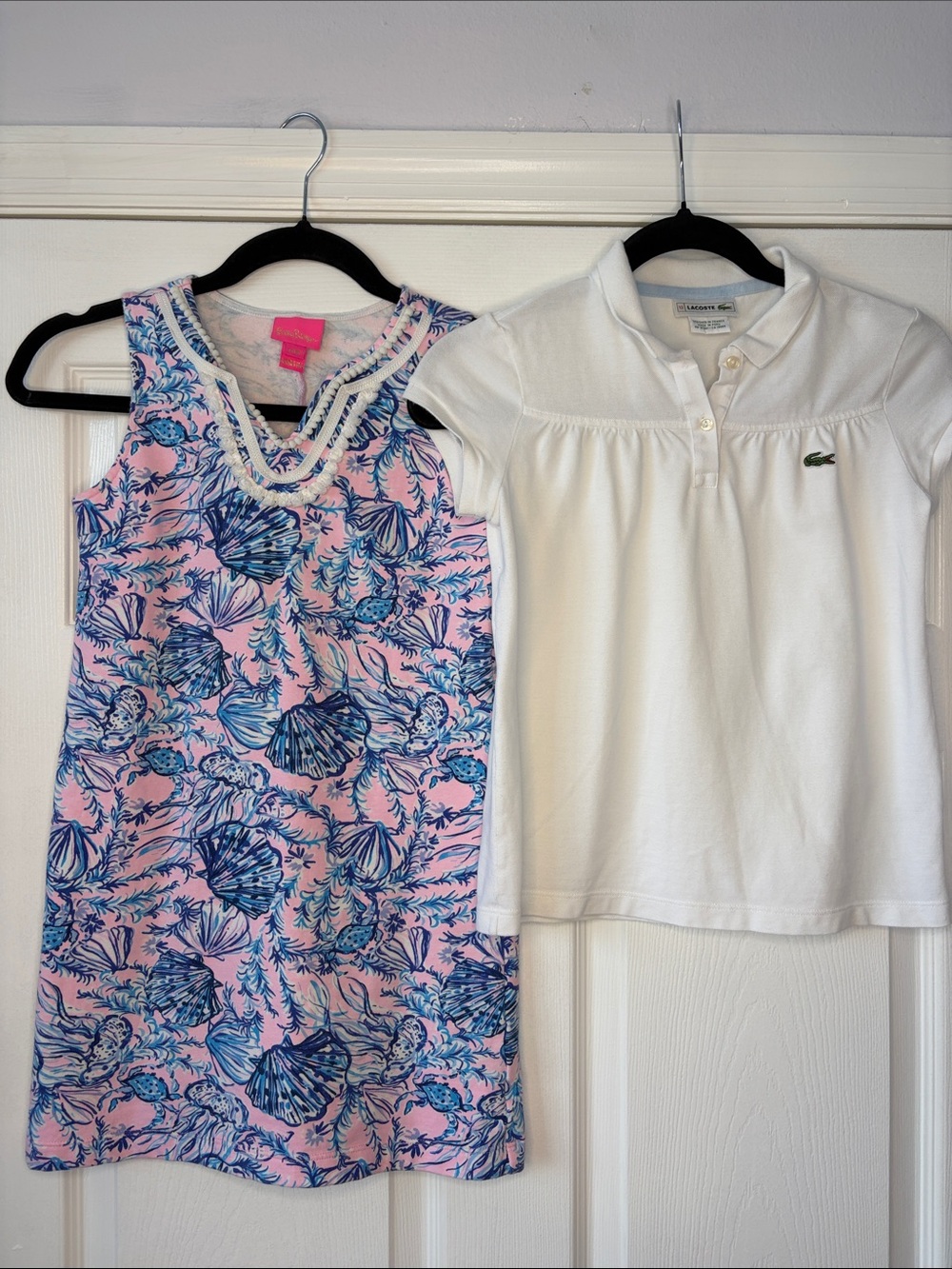 Lilly Pulitzer Girls Dress sz 8-10 AND Lacoste Sz 12 Girls White Top